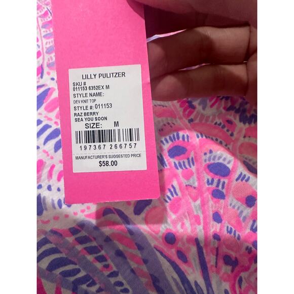 NWT Lilly Pulitzer Essie Tank Top Razberry Sea You Soon, size Medium - Picture 4 of 9